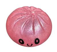 Mystery Dumpling Squishy Toy,Giant Glitter Dumplings Random patterns,Colorful Dumplings Stress Balls Fidget Sensory Toy With Steamer Box Pink