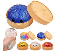 Mystery Dumplings Squish-y, Giant Glitter Dumpling, Mega Rainbow Dumplings, Cute Glitter Dumpling Squish-y Large Anxiety Relief Fidget, Soft Squeez-e Decompression Dough Gifts (Blue)