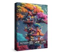 Mystery Fairy Treehouse Puzzles for Adults 1000 Pieces, Fantasy Bird Flower Jigsaw Puzzles, Butterfly Floral Art Puzzles