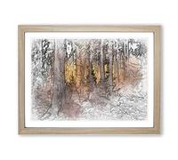 Mystery Forest In Abstract Modern Art Framed Print | A2 Oak Framed Wall Art | Ready to Hang | Abstract Landscape Picture | Living Room Bedroom Lounge Office