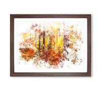 Mystery Forest Watercolour Modern Framed Print | A4 Walnut Framed Wall Art | Ready to Hang | Modern Landscape Picture | Living Room Bedroom Lounge Office