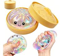 Mystery Halloween Ghost Dumpling Squishy, Glitter Squishy Dumpling Toy with Mystery Box, Dough Ball Stress Relief Sensory Toys for Adults Kids Birthday Party Favor (White, A)