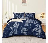 Mystery Line Constellation Figure Duvet Cover Set 120 x 150 cm, Minimalist Romantic Bedding Set, Soft Microfiber Reversible Duvet Cover, All Seasons With Zipper and 1 Pillowcases for Boys Girls