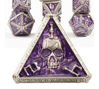 Mystery Skull Metal DND Dice Set for Dungeons and Dragons, Cthulhu DCC Unique Magic RPG Role Play Accessories Gifts (Purple)