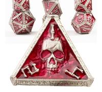 Mystery Skull Metal DND Dice Set for Dungeons and Dragons, Cthulhu DCC Unique Magic RPG Role Playing Game Accessories Gifts for Dice Goblin Collection (Blood Red)
