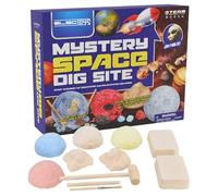 Mystery Space Dig Site Science Excavation Kit for Kids Educational STEM Learning Toy with Dome and Rectangular Blocks Pastel Colours with Wooden Tools Discovery Solar System Pack of 2