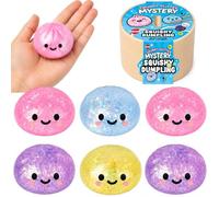 Mystery Surprise Dumpling Toy 8.5cm - 3x Random Bao Bun Glitter Filled with Reusable Steamer Box, Slow Rising Portable Anti Anxiety Toys for Kids Age 3+