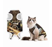 Mystery Train Custom Patterned Surgery Suit for Dogs Cat- Post-Surgery Recovery, Wound Care, and Anxiety Relief - Soft Cotton Dog Pajamas with Full Belly Coverage Small