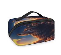 Mystery Wolf Travel Makeup Bags for Women Men Girls Boys Wolf Wash Pouch Bag Portable Toiletry Cosmetic Toiletries Organizer Shower Bag