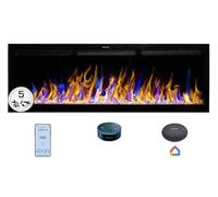 Mystflame Crystal 60 with WiFi - Electrical Wall Fireplace, 152 cm, 3 Colours of Wood and Flames, Thermostat 750/1500 W, Smart Home Control via Alexa and Mobile App