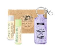 Mystic Angel Grass-Fed Beef Tallow Lip Balm Gift Set, 2 Natural Lip Balms with Keychain Holder, Made in USA, Perfect for Teachers and Family (Vanilla & Peppermin)