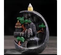 Mystic Backflow Incense Fountain - Handcrafted Ceramic Smoke Waterfall Burner for Relaxation and Decor (Mountains and Flowing Water Backflow Incense Burner Smoke Waterfall + 20 Cones)