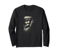 Mystic Bearded Man Smoking Vintage Portrait Long Sleeve T-Shirt