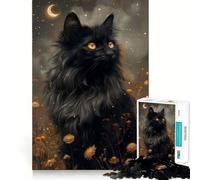 Mystic Black Cat And Moon Jigsaw for Teenagers 1000 Pieces Memory Boost Relaxing Fun Pattern Assembly (50x75cm)