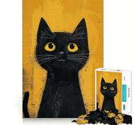 Mystic Black Cat Jigsaw Puzzles for Adults 1000 Pieces Strong Logic Toy Calming Play Clear Edge Artistic Gift (38x26cm)