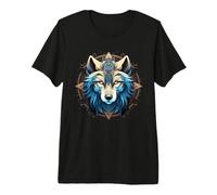 Mystic Blue Wolf Compass Design - Nordic Symbol | daagath Premium T-Shirt