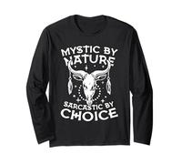 Mystic by Nature Sarcastic by Choice Occult Boho Skull Long Sleeve T-Shirt