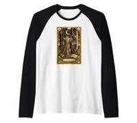 Mystic Cat Tarot Card Art - High Priestess Feline Raglan Baseball Tee