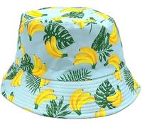 Mystic City Banana Print Bucket Hat Bright Yellow Fruit Pattern Unisex Summer Sun Cap Lightweight Foldable Travel