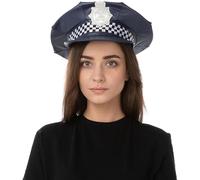 Mystic City Deluxe Police Hat Unisex Policeman Costume Accessory for Halloween, Cosplay, Fancy Dress, Cops Robbers Roleplay for Men and Women (Navy Blue Checkered Police hat)