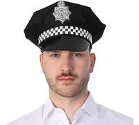 Mystic City Deluxe Police Hat Unisex Policeman Costume Accessory for Halloween, Cosplay, Fancy Dress, Cops Robbers Roleplay for Men and Women (Black Delux Police Hat)