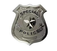 Mystic City Fancy Dress Costume Police Badge Silver Adult Party Accessories