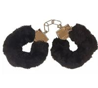 Mystic City Fluffy Handcuffs with Keys Costume Accessory for Adults in Black Pink or Red for Hen Party or Fancy Dress (Black)