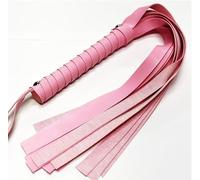 Mystic City Leather Riding Whip Prop Equestrian Crop for Horse Training, Cosplay, Stage Performances (Light Pink)