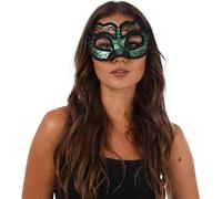 Mystic City Luxury Gothic Lace Eye Mask for Women Sexy Venetian Masquerade Mask, Halloween Costume Party Accessory, Cosplay Prom Ball, 1920s Carnival, Mardi Gras Masquerade Accessories (Green)