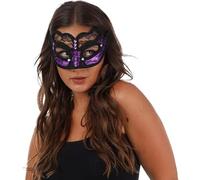 Mystic City Luxury Gothic Lace Eye Mask for Women Sexy Venetian Masquerade Mask, Halloween Costume Party Accessory, Cosplay Prom Ball, 1920s Carnival, Mardi Gras Masquerade Accessories (Purple)