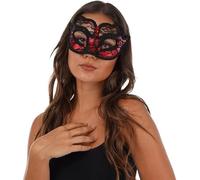 Mystic City Luxury Gothic Lace Eye Mask for Women Sexy Venetian Masquerade Mask, Halloween Costume Party Accessory, Cosplay Prom Ball, 1920s Carnival, Mardi Gras Masquerade Accessories (Red)