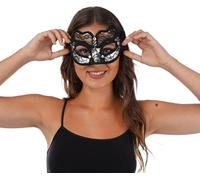 Mystic City Luxury Gothic Lace Eye Mask for Women Sexy Venetian Masquerade Mask, Halloween Costume Party Accessory, Cosplay Prom Ball, 1920s Carnival, Mardi Gras Masquerade Accessories (Silver)