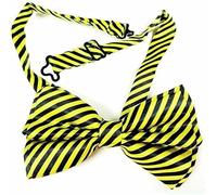Mystic City Mens Pre Tied Bow Tie Adjustable Satin Neckwear Formal Wedding Party Tuxedo Accessory For Black Tie Events Classic Design Comfortable Secure Fit For Special Occasions (Yellow Stripe)