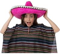 Mystic City Mexican Straw Sombrero Hat Adult Fancy Dress Costume Accessory, Southwest Cowboy Indian Theme Party, Summer Sun Hat for Men Women (Pink)