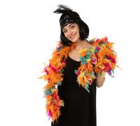 Mystic City Multicolour Feather Boa - Rainbow Feather Boas for Women, Burlesque & Gatsby Costume Accessory, 1920s Accessories for Women, Fancy Dress Feather Scarf for Mardi Gras, Cabaret & Moulin