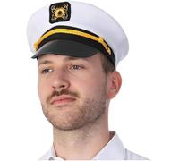 Mystic City Navy Captain Hat Adult Satin Sailor Cosplay Costume Accessory for Parties, Fancy Dress, and Yacht Events (Captain Hat)