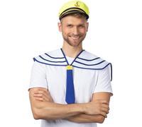 Mystic City Navy Captain Hat Adult Satin Sailor Cosplay Costume Accessory for Parties, Fancy Dress, and Yacht Events (Yellow Captain Hat)