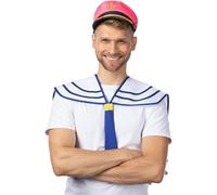 Mystic City Navy Captain Hat Adult Satin Sailor Cosplay Costume Accessory for Parties, Fancy Dress, and Yacht Events (Pink Captain Hat)