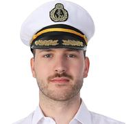 Mystic City Navy Captain Hat Adult Satin Sailor Cosplay Costume Accessory for Parties, Fancy Dress, and Yacht Events (Anchor Captain Hat)