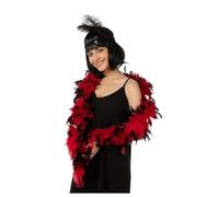 Mystic City Red Feather Boa with Black Tips - Burlesque Feather Boas for Women, 1920s Accessories for Women Gatsby Costume, Red & Black Feather Scarf for Fancy Dress, Mardi Gras & Moulin Rouge Outfit