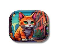 Mystic City Rolling Tray Small - 18×14 cm Metal Cat Design • Funny Decorative Tray • Novelty Accessory Organizer for Cat Lovers • Compact Durable Storage