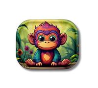 Mystic City Rolling Tray Small 18x14cm Monkey Jungle Metal Tray Cute Animal Desk Organiser Durable Compact Serving Tray Decorative Gift for Him Her Novelty Home Accessory