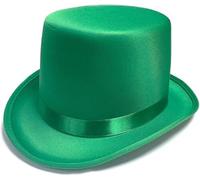 Mystic City Victorian Style Top Hat Satin Finish Velour Magician Mad Hatter Fancy Dress Halloween World Book Week Party Costume Accessory (Green)