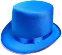 Mystic City Victorian Style Top Hat Satin Finish Velour Magician Mad Hatter Fancy Dress Halloween World Book Week Party Costume Accessory (Blue)