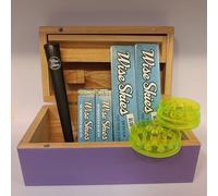 Mystic City Wise Skies Purple Wooden Rolling Box Gift Set Papers Tips Crusher Doob Tube