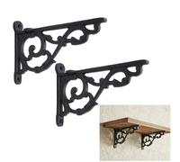 Mystic Colonial Cast Iron Shelf Brackets (Set of 2) 10.2 cm x 15.2 cm (4 in x 6 in) | Handcrafted Vintage Rustic Wall Mount Supports for Shelves & Displays