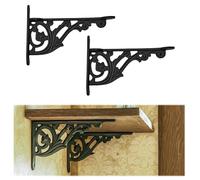 Mystic Colonial Cast Iron Shelf Brackets (Set of 2) 10.5 cm x 15.5 cm (4⅛ in x 6⅛ in) | Victorian Heavy-Duty Decorative for Farmhouse & Gothic Decor