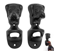 Mystic Colonial Cast Iron Wall Mounted Bottle Opener Pack of 2 Rustic Beer Cap Opener with Screws for Kitchen, Bar, Patio