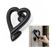 Mystic Colonial Heart Door Knocker - Handmade Antique Cast Iron Front Door Knocker - Heavy Duty Vintage Exterior Door Hardware & Romantic Rustic Home Décor