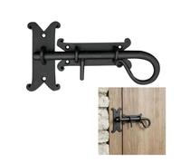 "Mystic Colonial Medieval Hand-Forged Iron Surface Bolt Latch,1 Pc Flush Mount Sliding Pin Lock | (3 in ? 8 in) Rustic Curled Tail Design, Black Finish for Doors, Gates, Cabinets & Shutters"